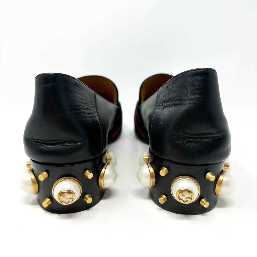 Gucci Peyton Pearl Heel Loafer Black EU 39 US 9